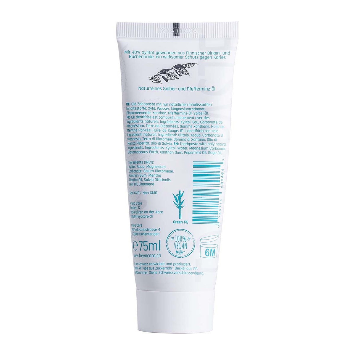 Freyacare Toothpaste 75ml – Fluoride-free premium dental care with mint & sage